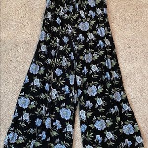 Black and blue floral two piece outfit